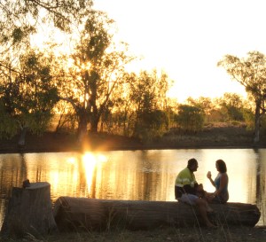 Enjoying a beer by the river
